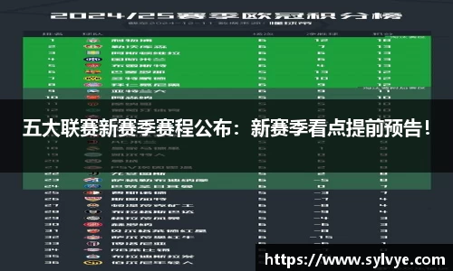 五大联赛新赛季赛程公布：新赛季看点提前预告！