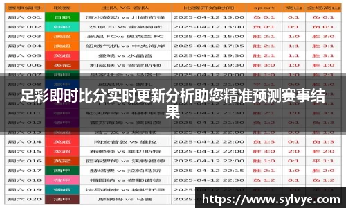 足彩即时比分实时更新分析助您精准预测赛事结果